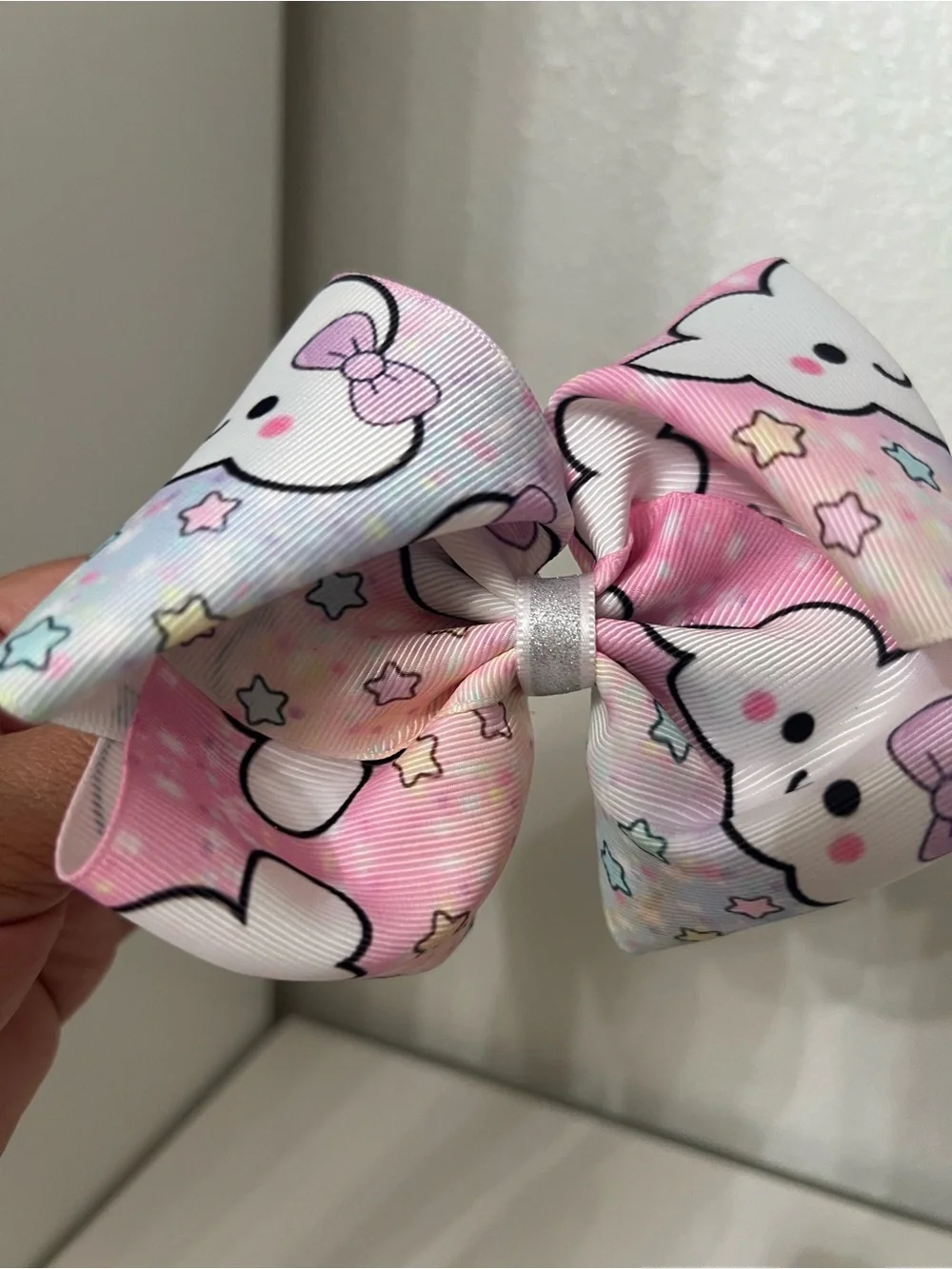 Assorted Kids Unicorn & Glitter Hair Bows - White, Silver, Pastel